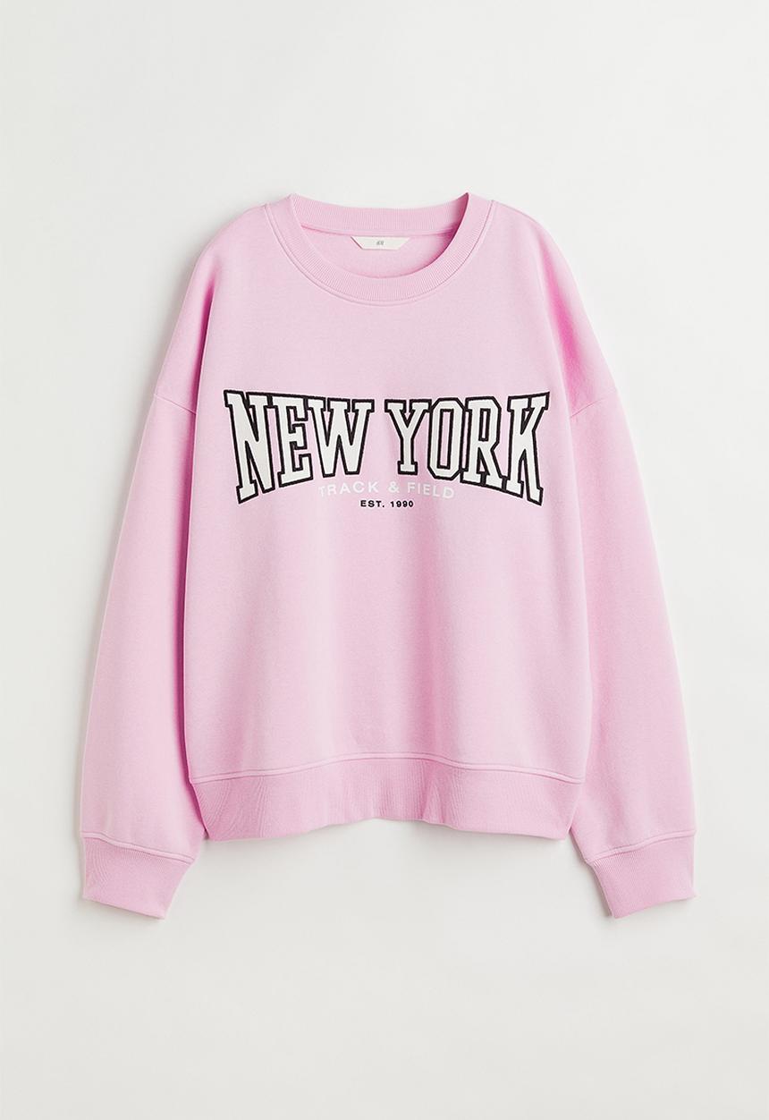 H&M - Crew-neck sweatshirt - light pink/new york
