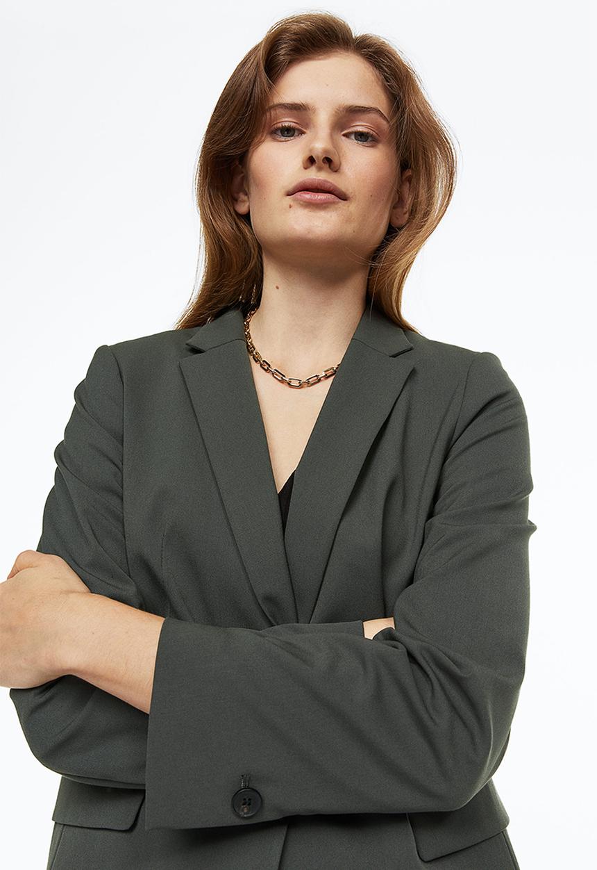 H&M - Single-breasted jacket - dark grey-green