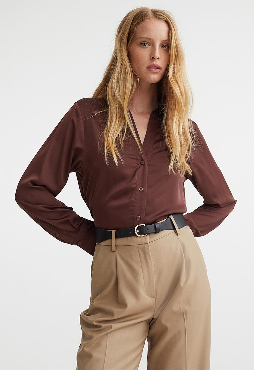 H&M - V-neck blouse - dark brown