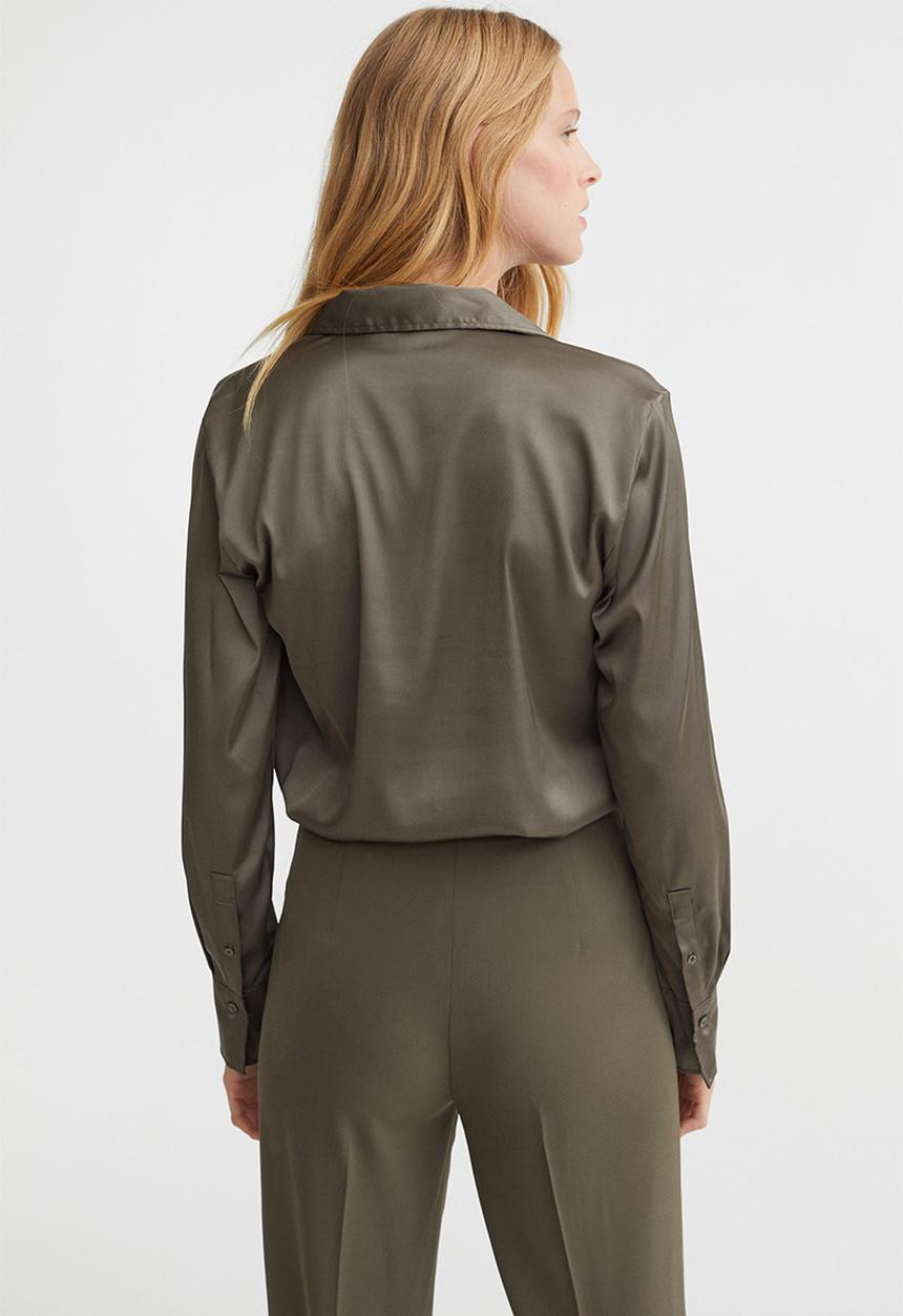 H&M - V-neck blouse - dark khaki green