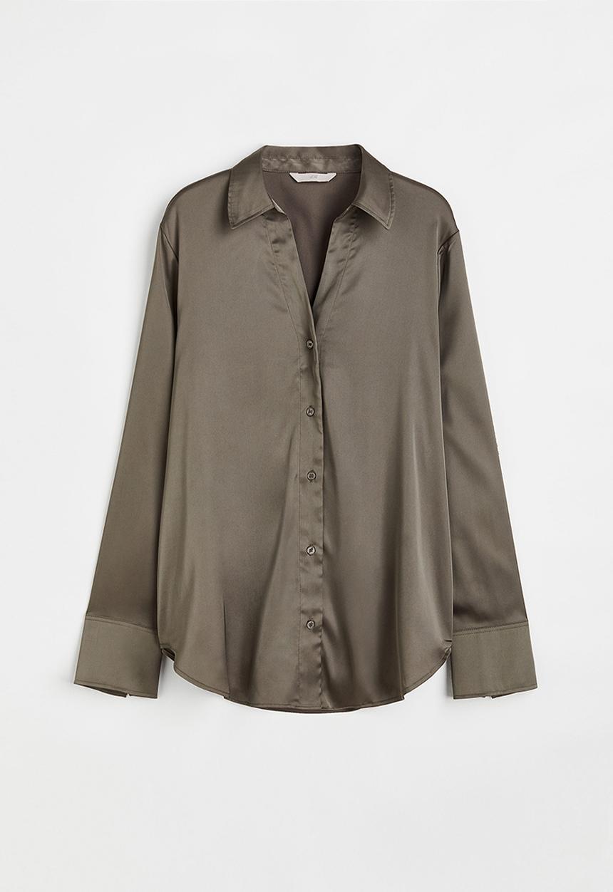 H&M - V-neck blouse - dark khaki green