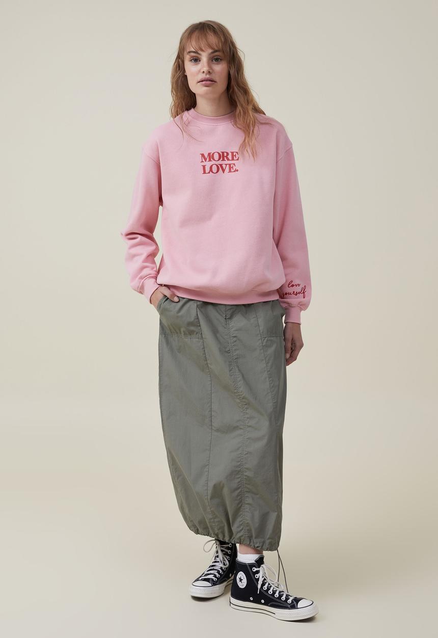 Cotton On - Classic graphic crew sweatshirt - more love/pink crush