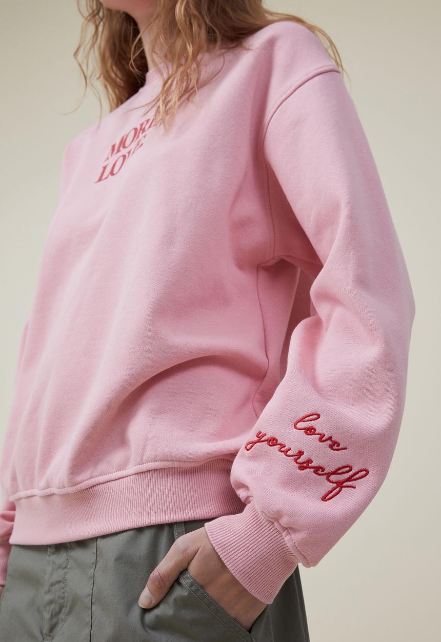 Cotton On - Classic graphic crew sweatshirt - more love/pink crush