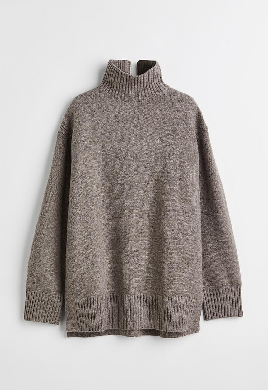 H&M - Oversized polo-neck jumper - greige