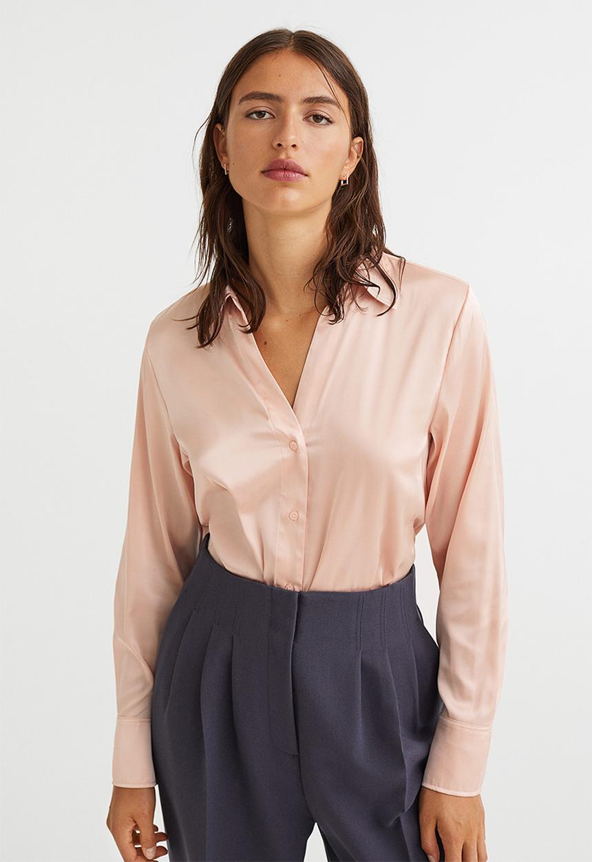H&M - V-neck blouse - light pink