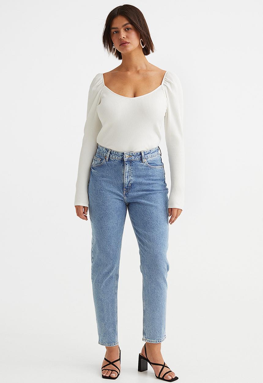 H&M - Slim mom high ankle jeans - light denim blue