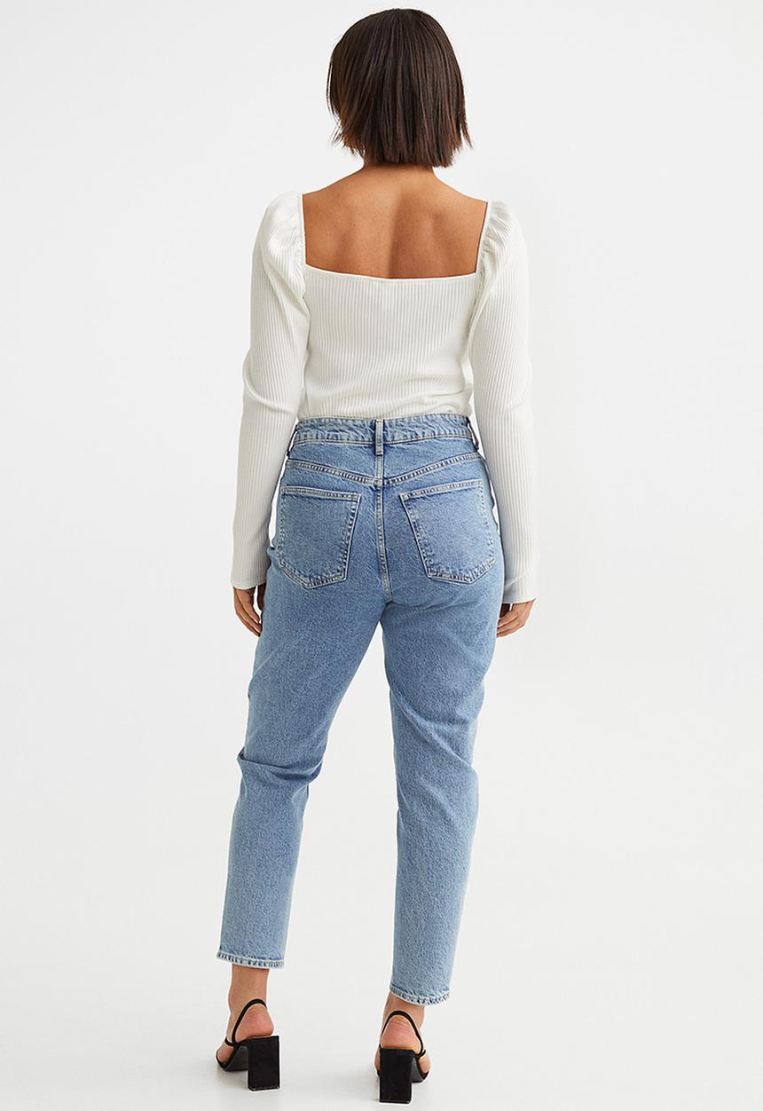 H&M - Slim mom high ankle jeans - light denim blue