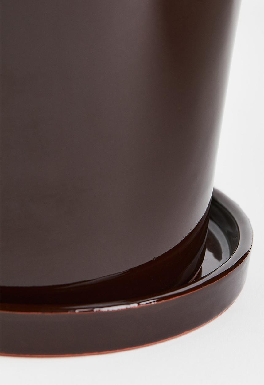 H&M - Small plant pot and saucer - brown