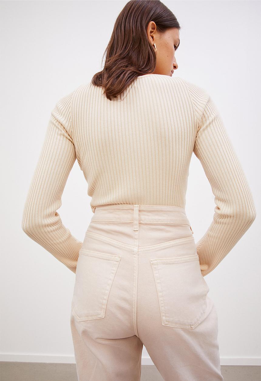 H&M - Slim mom high ankle jeans - light beige