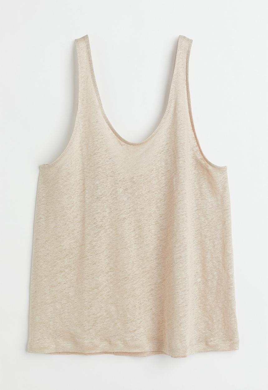 H&M - Linen jersey vest top - light beige