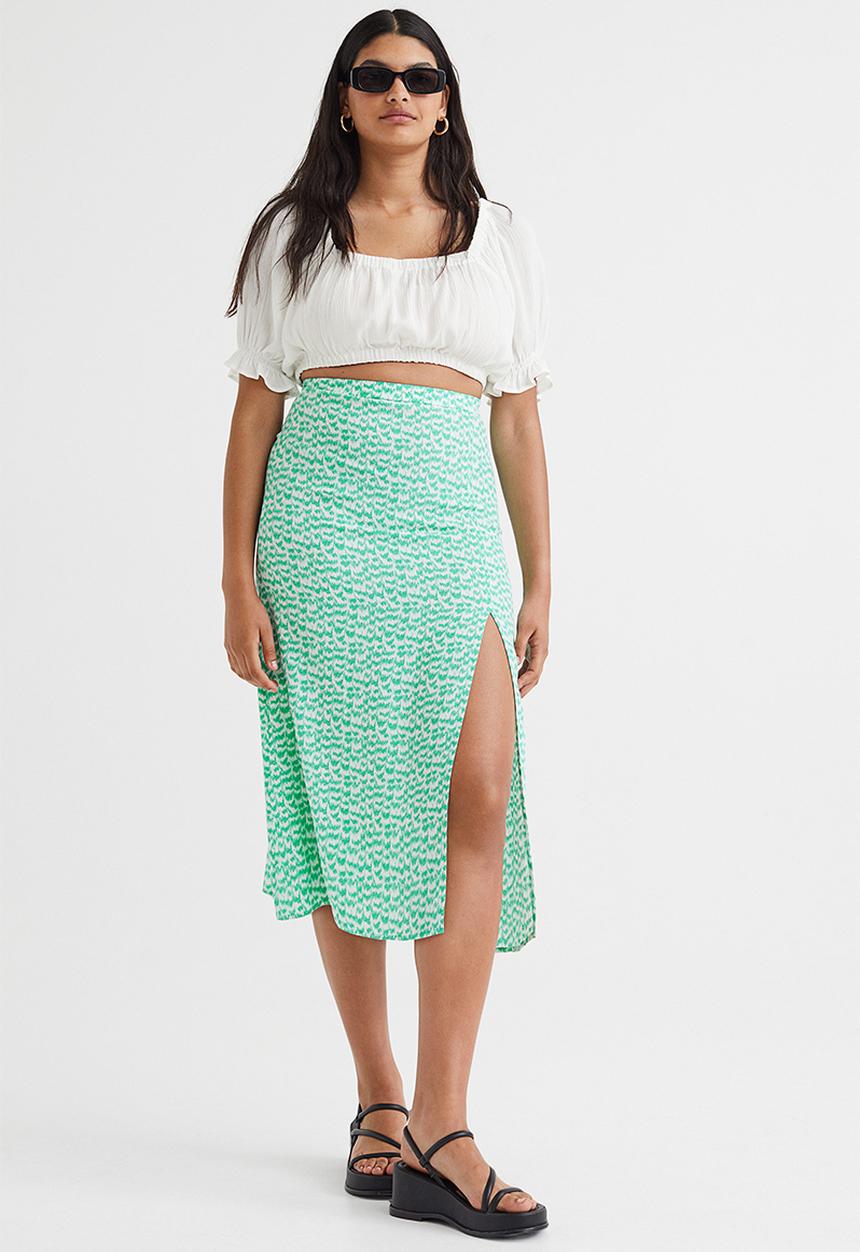 H&M - Viscose skirt - green/patterned