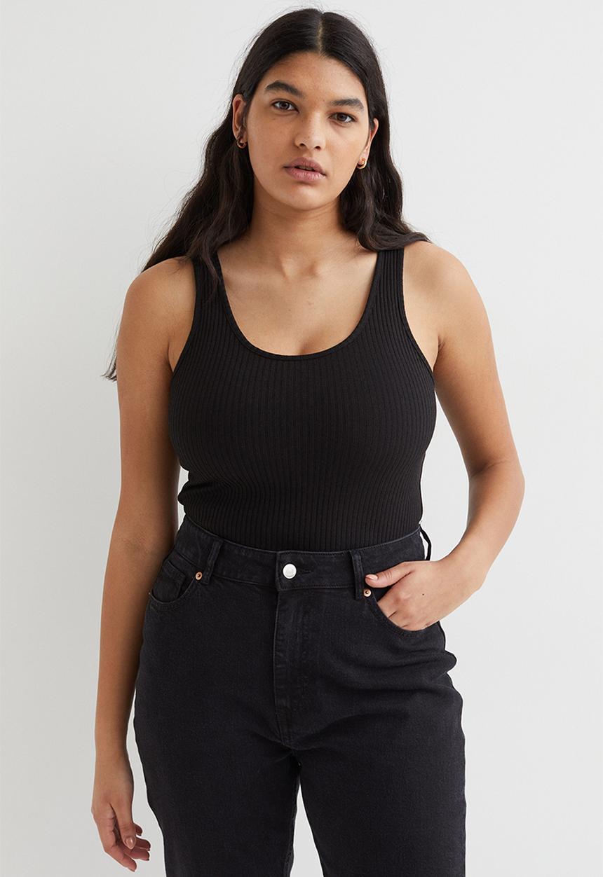 H&M - Ribbed vest top - black