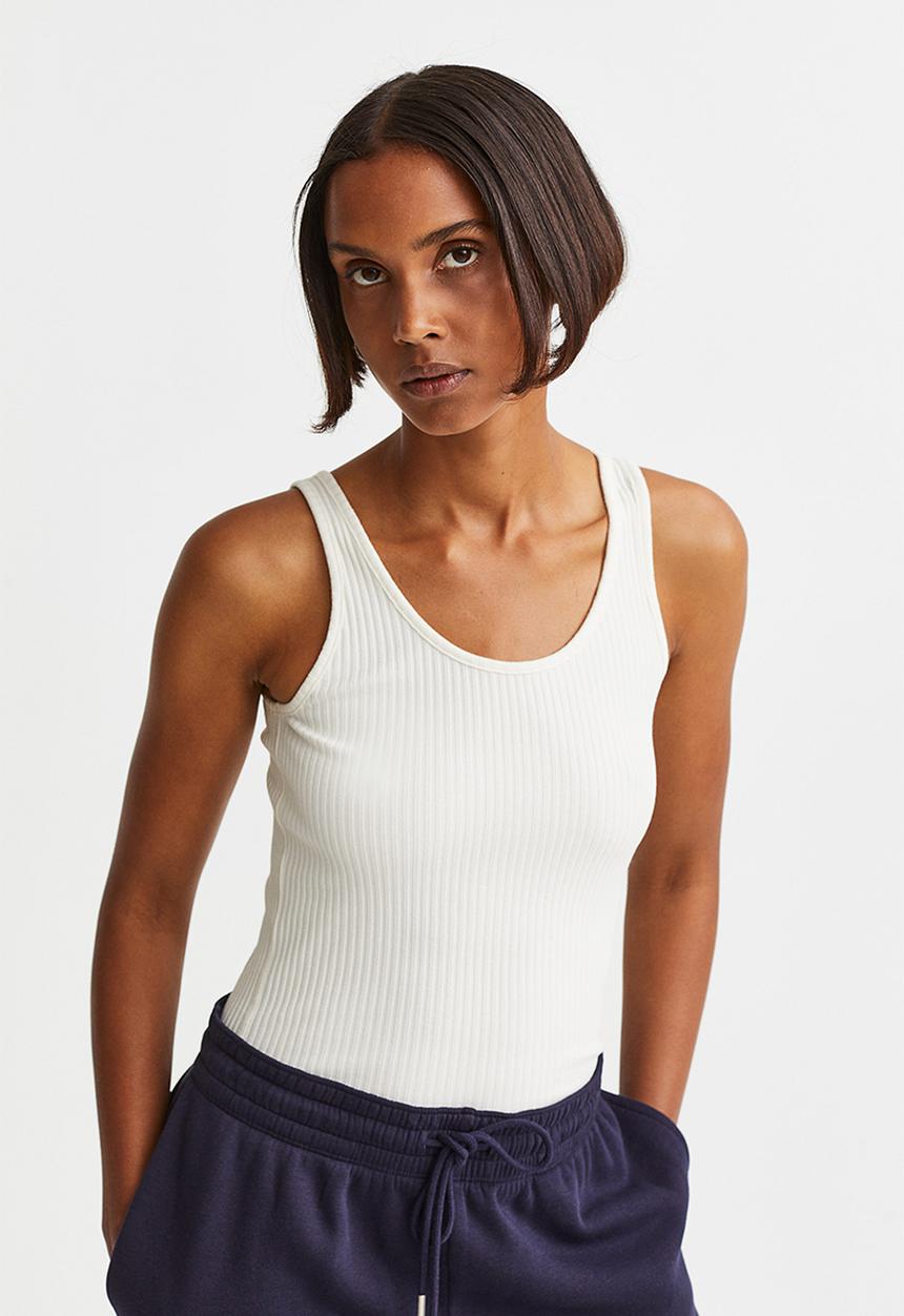 H&M - Ribbed vest top - white