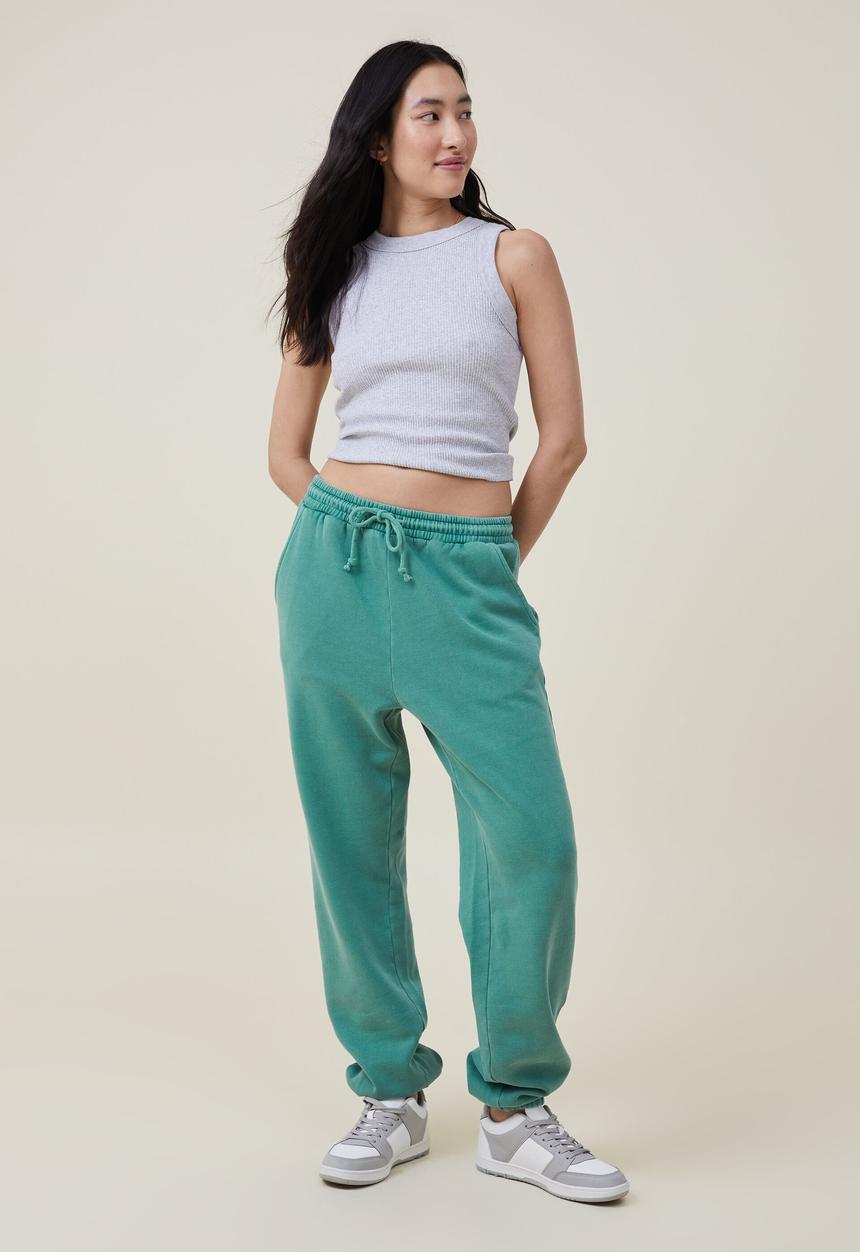 Cotton On - Classic washed trackpant - washed jade