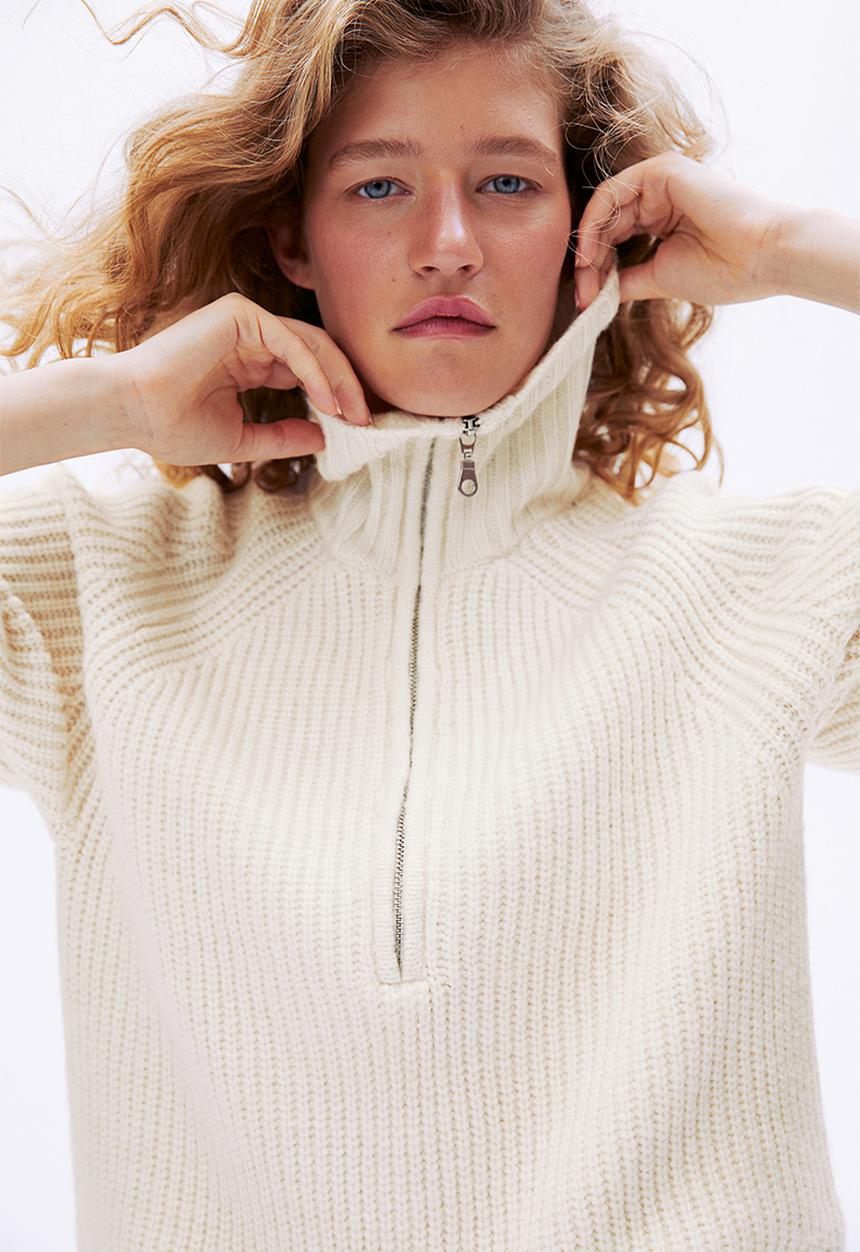 H&M - Zip-top rib-knit jumper - cream