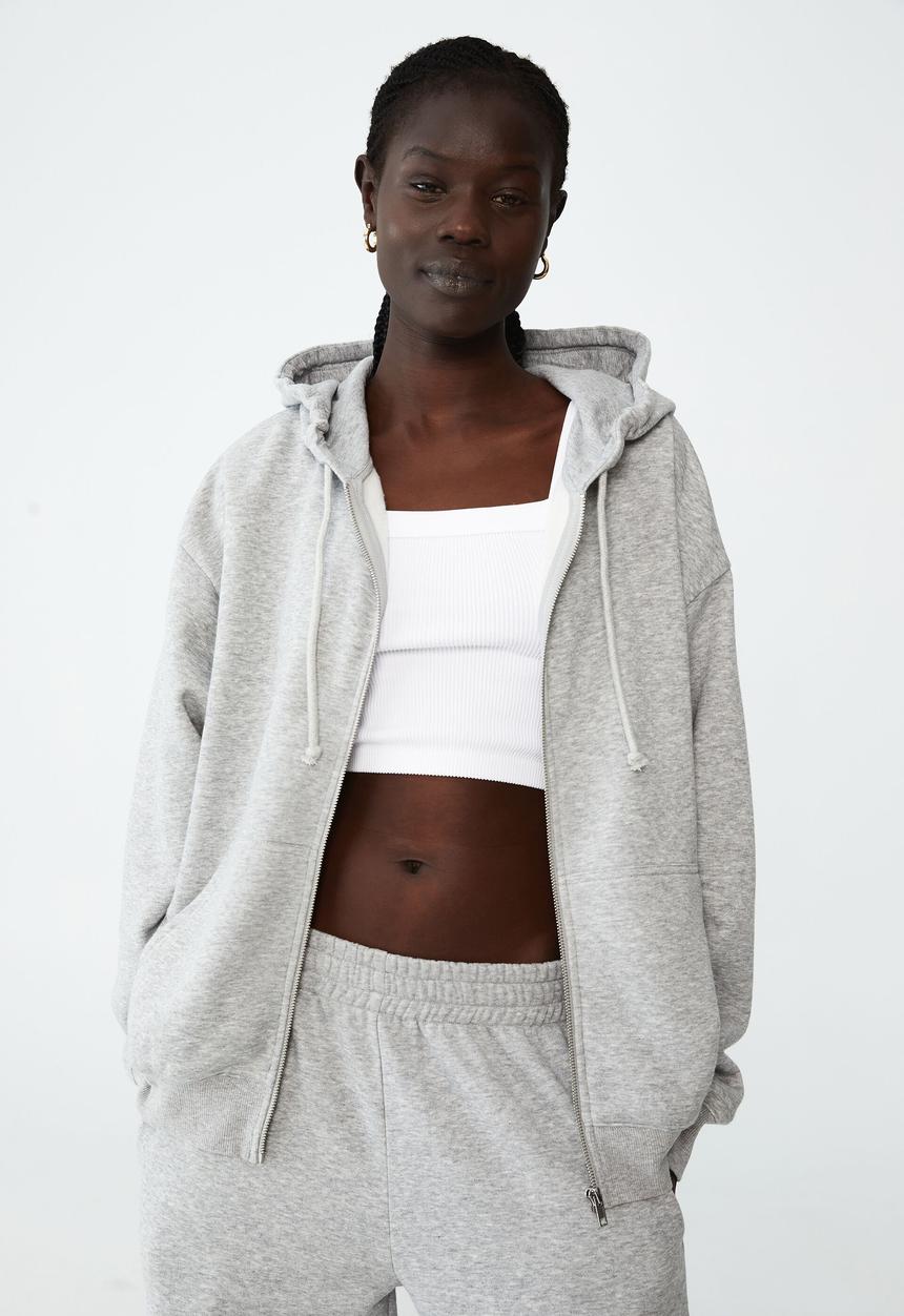 Cotton On - Classic zip-through hoodie - grey marle