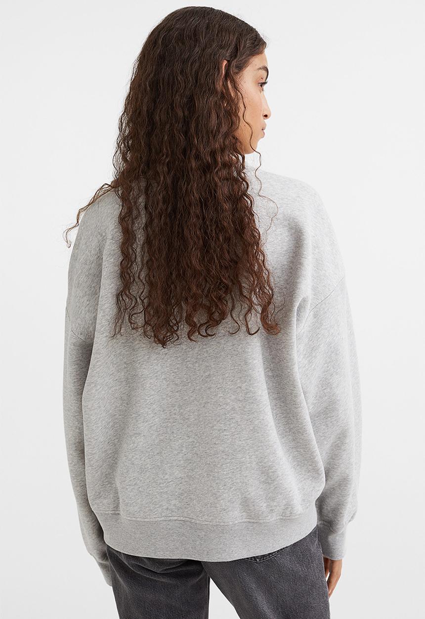 H&M - Motif-detail sweatshirt - grey marl/mickey mouse