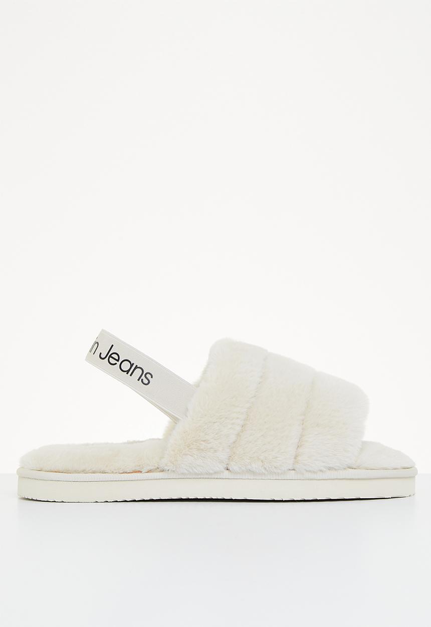 Calvin Klein - Home slipper fakefur elastic - eggshell