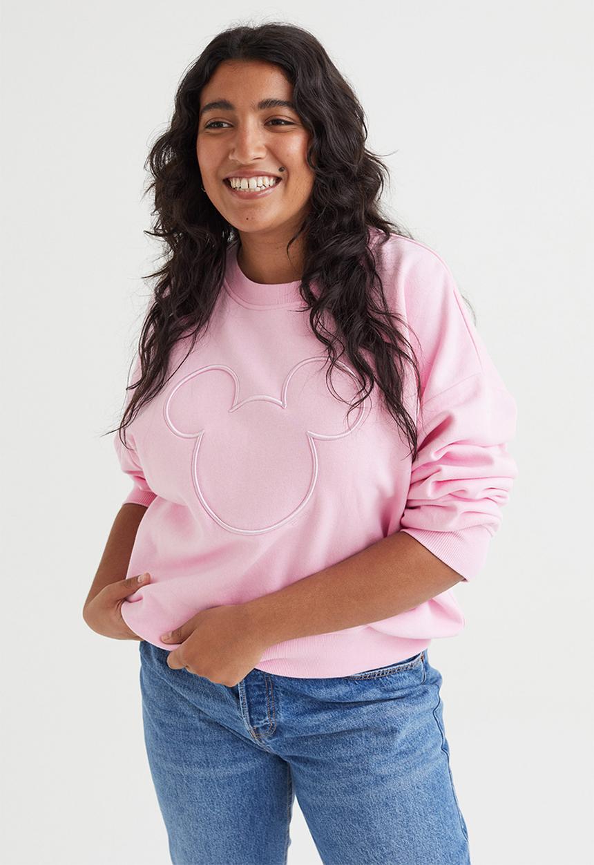 H&M - Motif-detail sweatshirt - light pink/mickey mouse