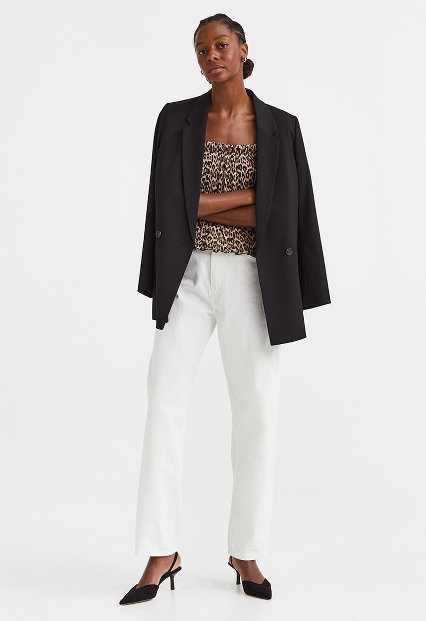 H&M - Chiffon top - light beige/leopard print