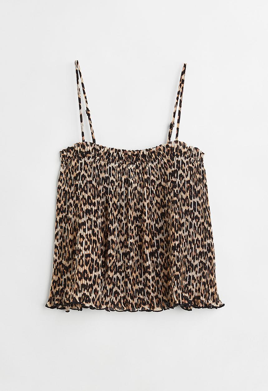 H&M - Chiffon top - light beige/leopard print