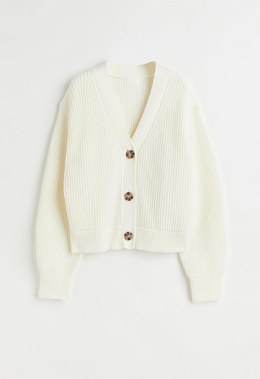 H&M - Rib-knit cardigan - white