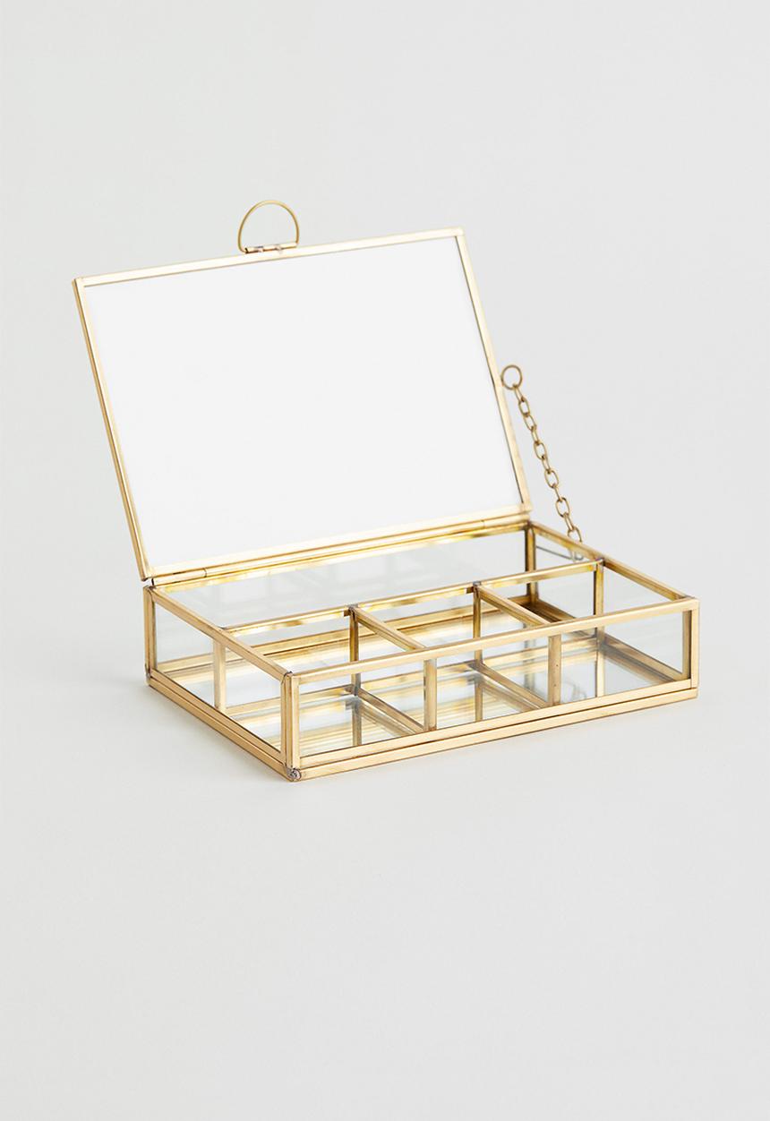 H&M - Clear glass jewellery box - gold