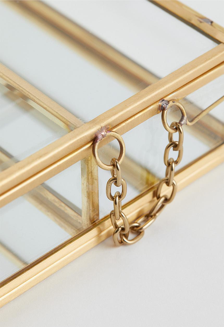 H&M - Clear glass jewellery box - gold