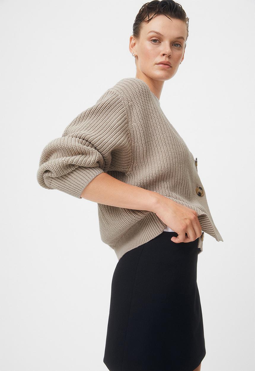 H&M - Rib-knit cardigan - beige