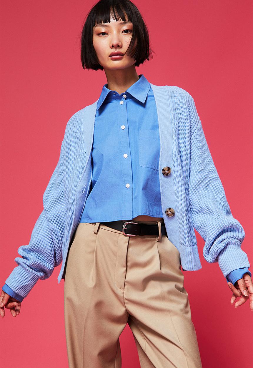 H&M - Rib-knit cardigan - light blue