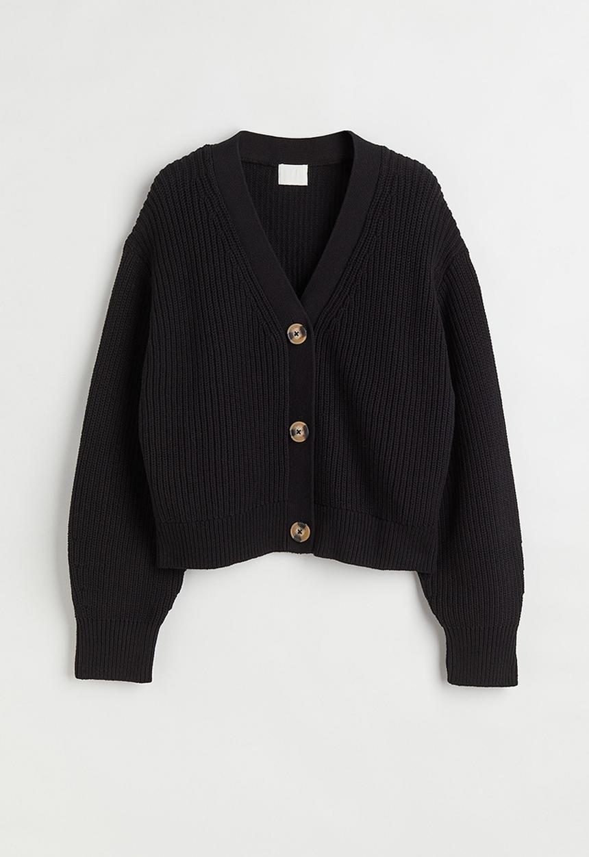 H&M - Rib-knit cardigan - black