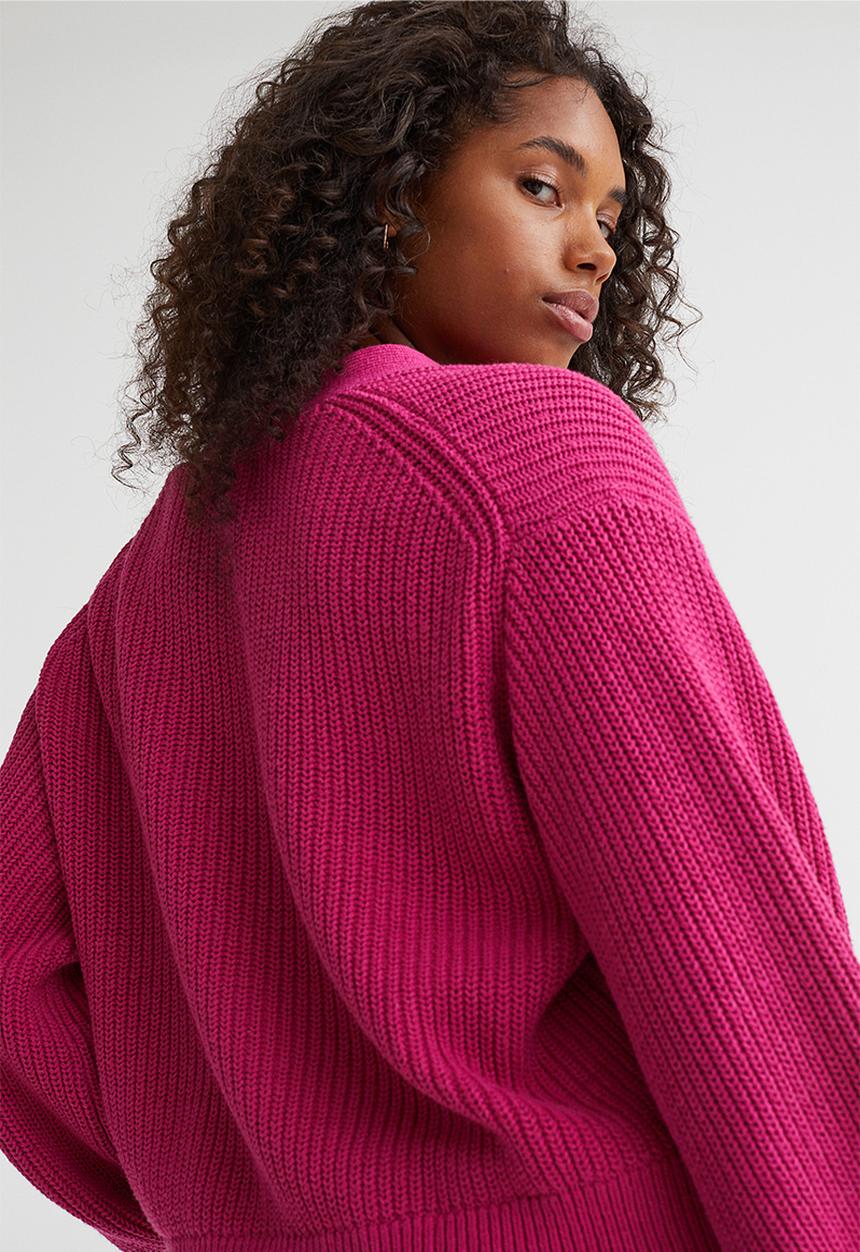 H&M - Rib-knit cardigan - cerise 
