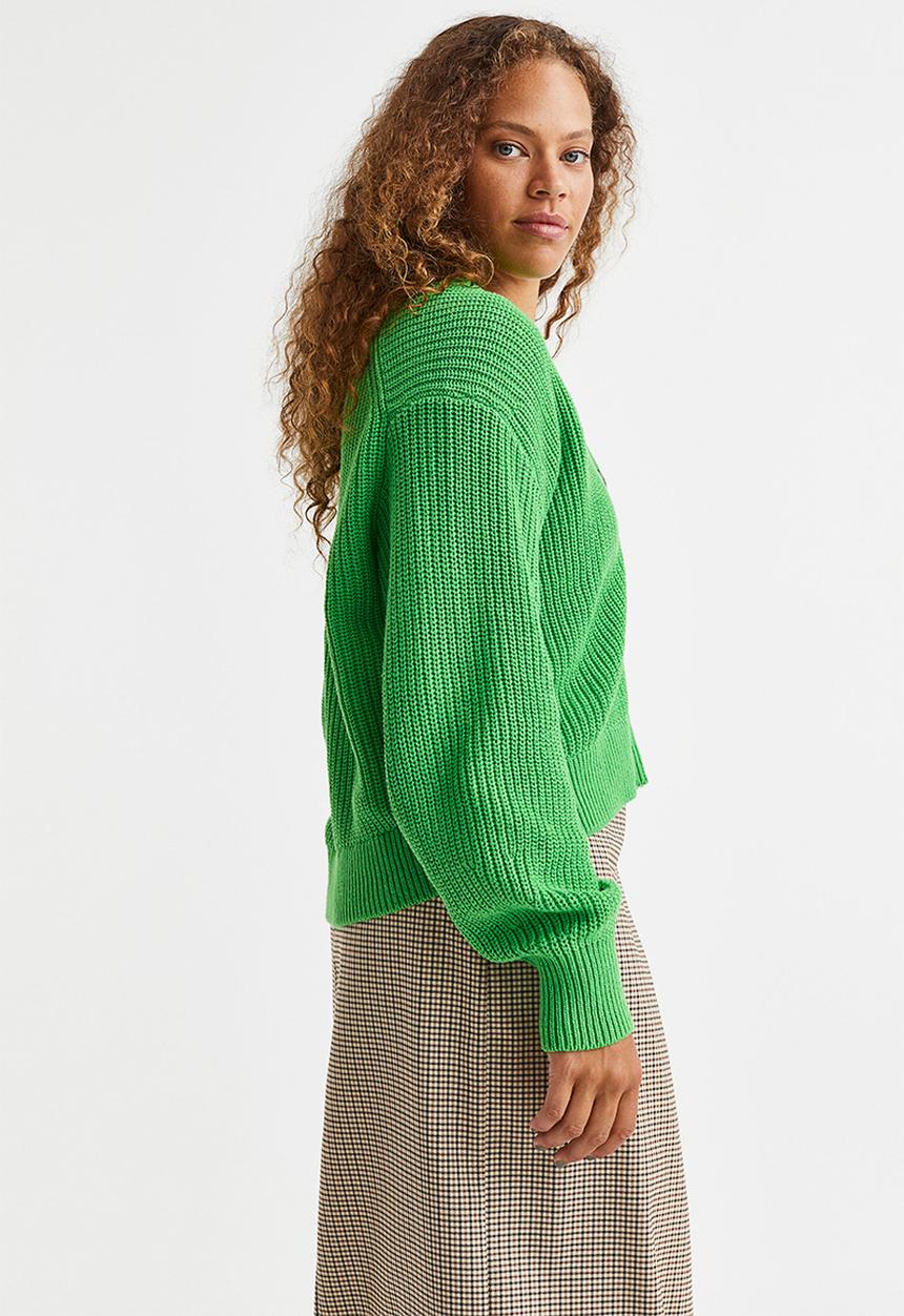 H&M - Rib-knit cardigan - green