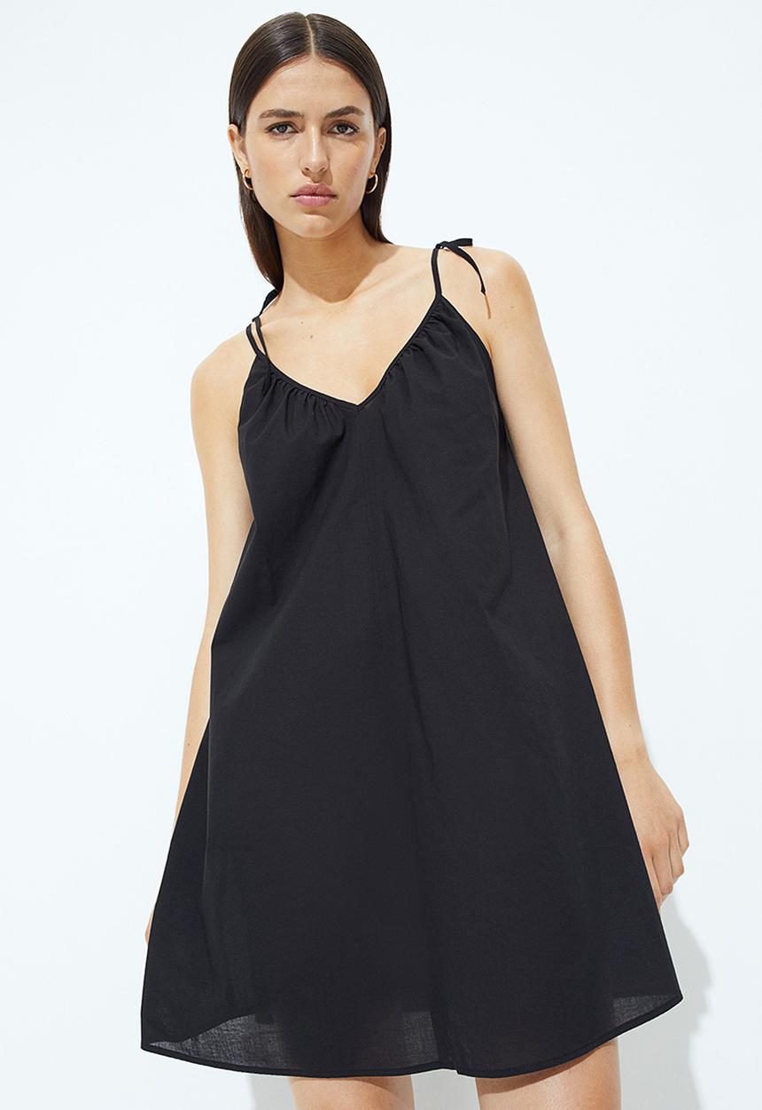 H&M - V-neck mini dress - black