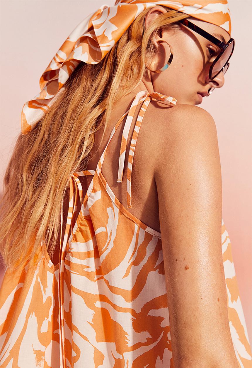 H&M - V-neck mini dress - orange/zebra print