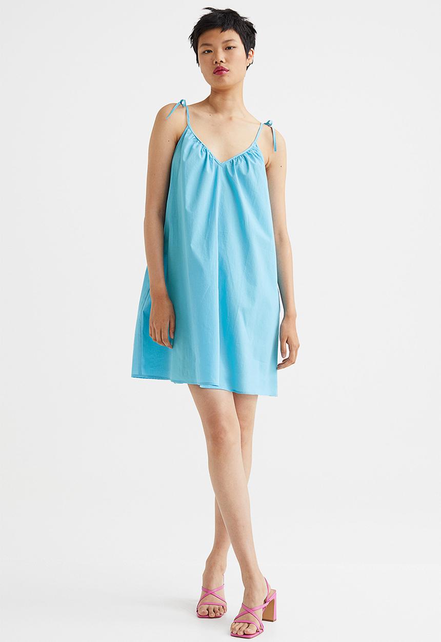 H&M - V-neck mini dress - turquoise