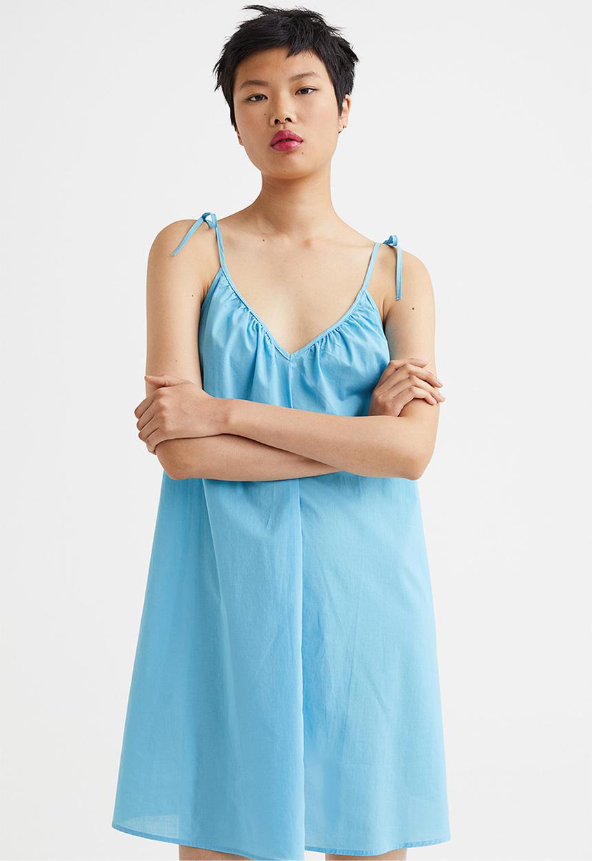 H&M - V-neck mini dress - turquoise