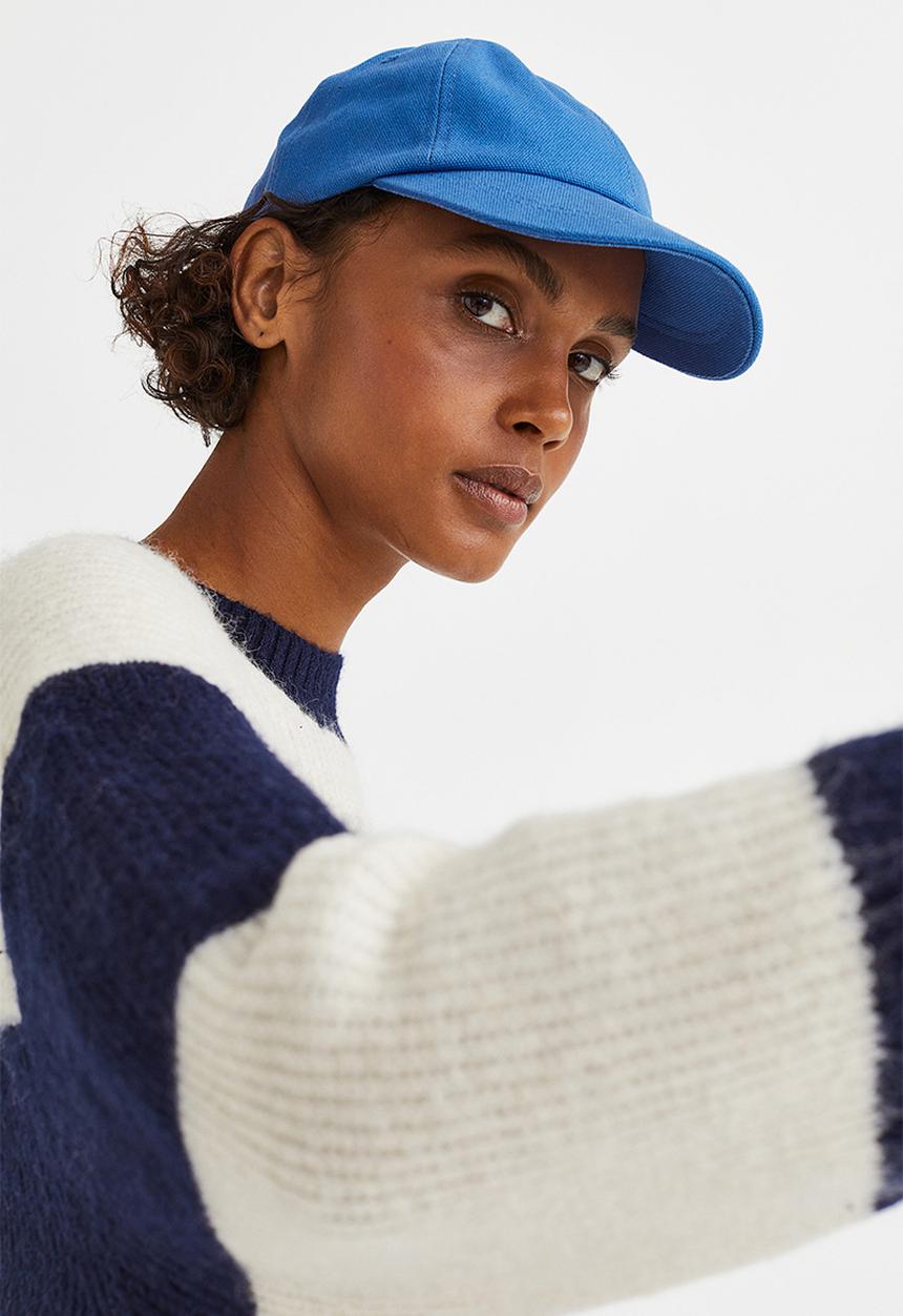 H&M - Rib-knit jumper - dark blue/striped