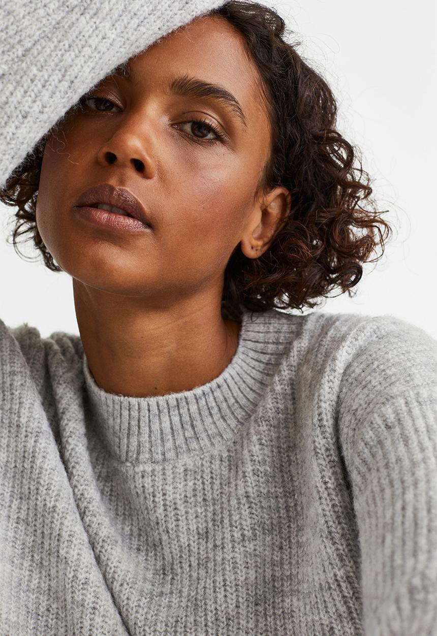 H&M - Rib-knit jumper - light grey marl