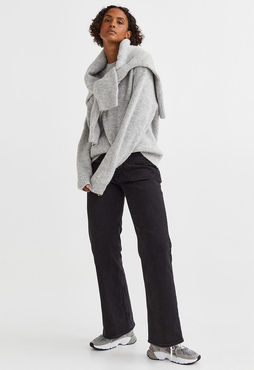 H&M - Rib-knit jumper - light grey marl