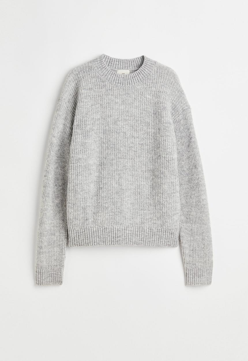 H&M - Rib-knit jumper - light grey marl