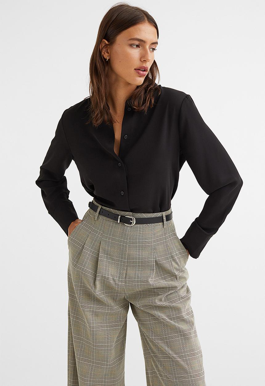 H&M - Pointed-collar shirt - black