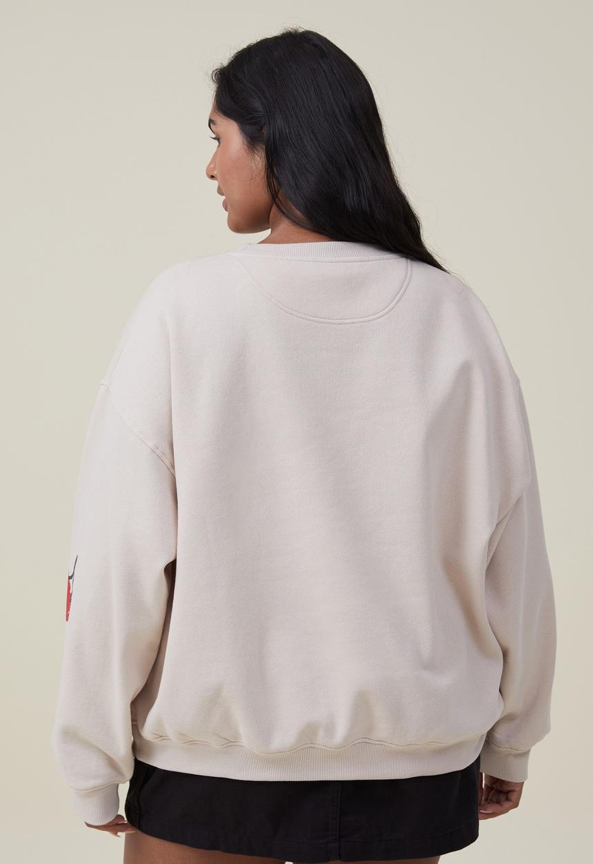 Cotton On - curve smiley crew sweatshirt - lcn smi smiley icons/stone