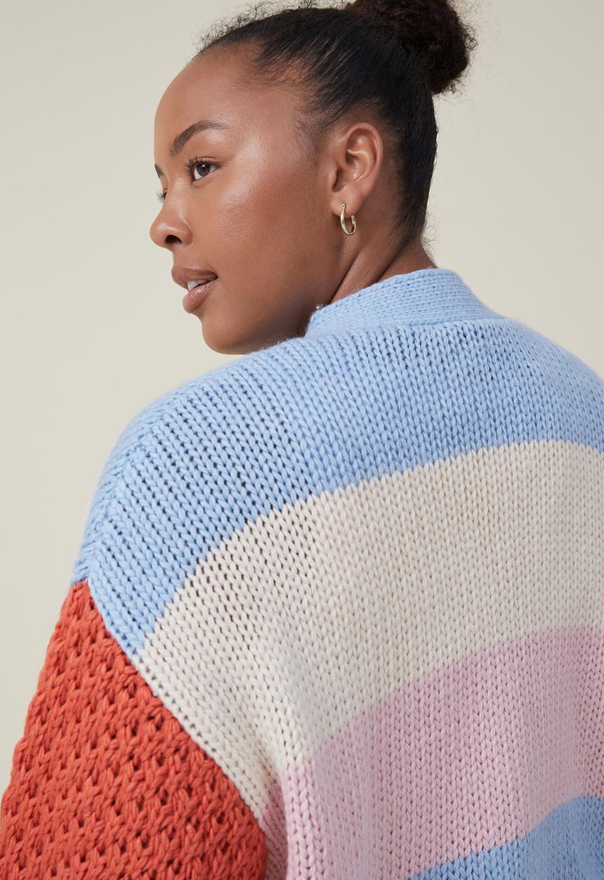 Cotton On - Curve stripe happy cardi - multi stripe