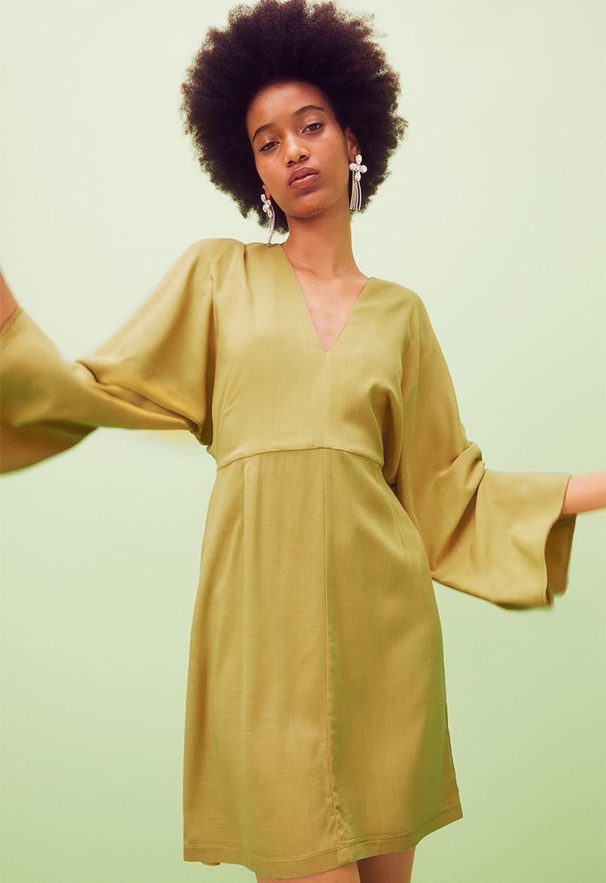 H&M - Wide-sleeved dress - olive green