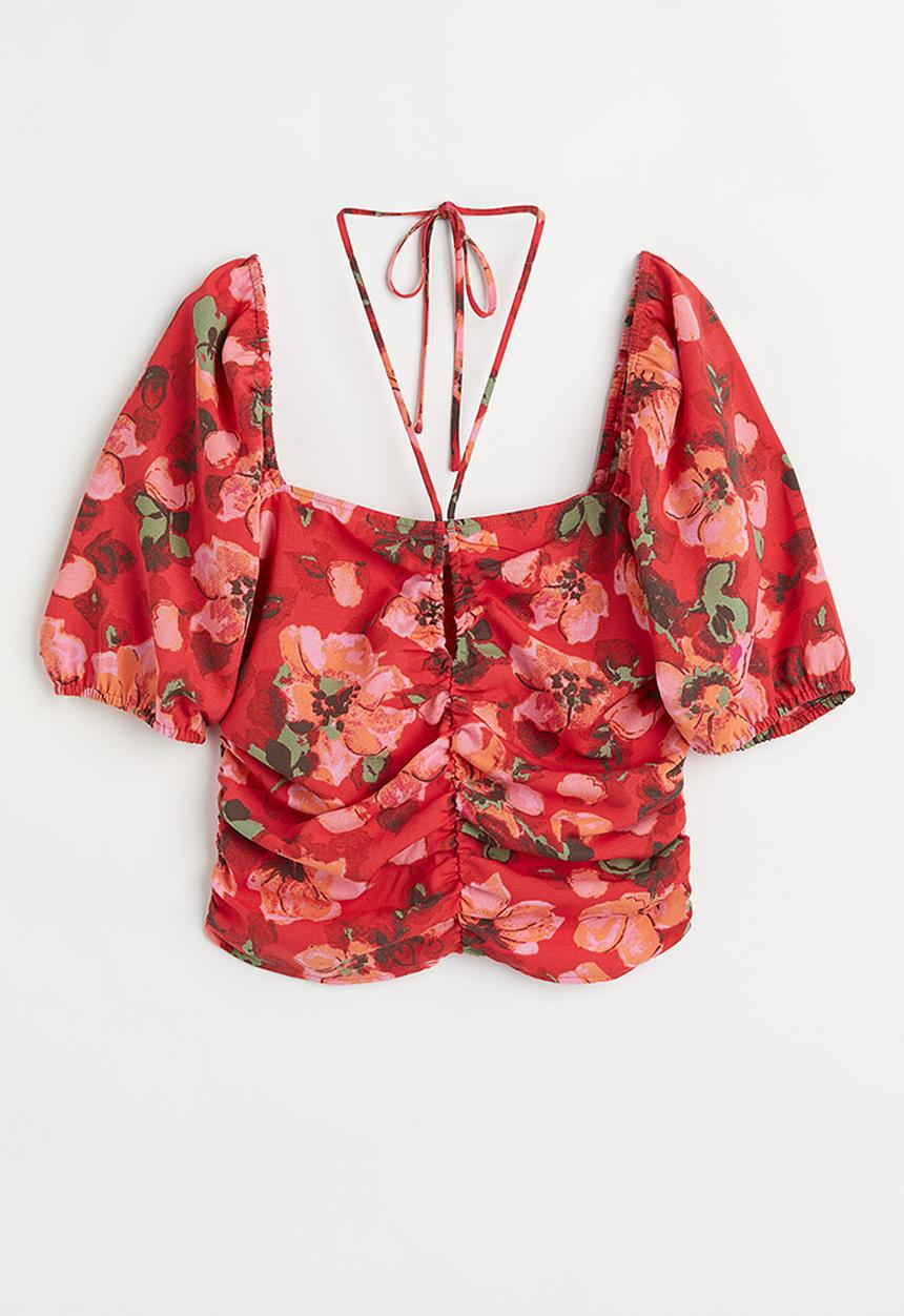 H&M - Cropped blouse - red/floral