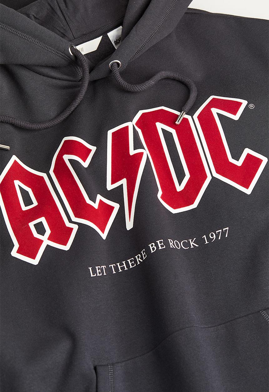 H&M - Motif-front hoodie - dark grey/ac/dc