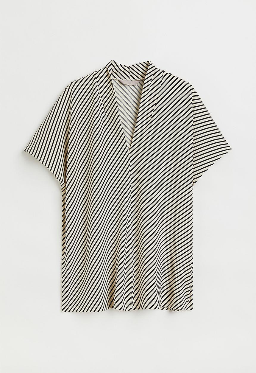 H&M - V-neck top - black/white striped
