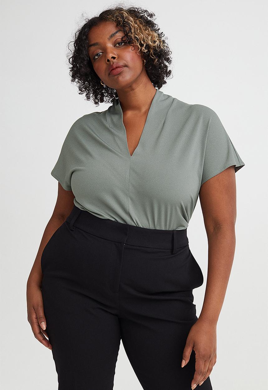 H&M - V-neck top - grey-green