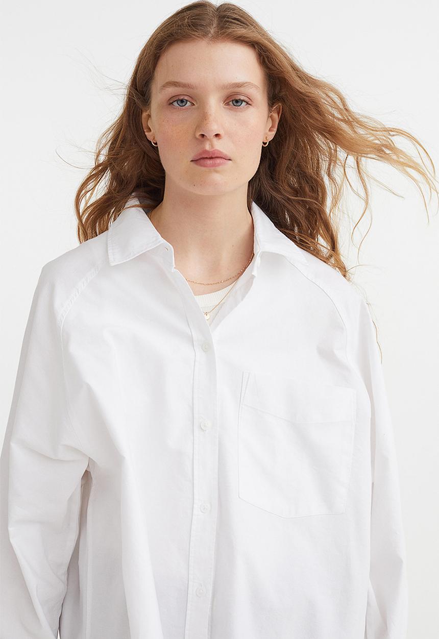 H&M - Oversized oxford shirt - white 